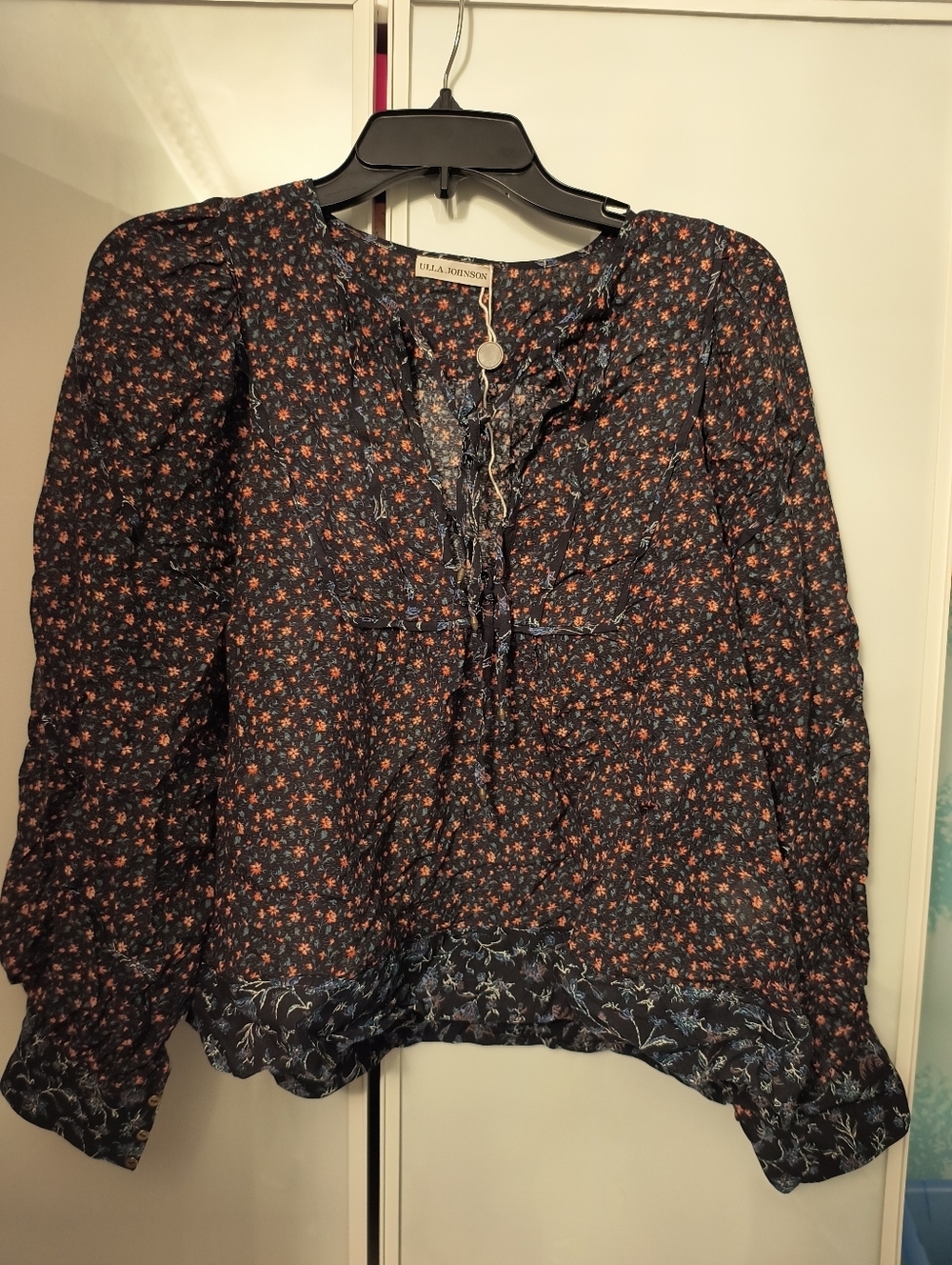 Ulla Johnson Colette Floral-Print Cotton-Blend Blouse Sz 8 - Picture 5 of 7